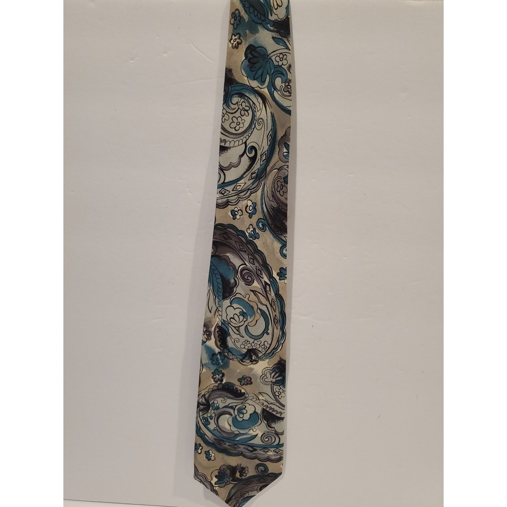 Danielli Milano Silk Necktie - Made in Italy - Blue Gray Paisley Abstract